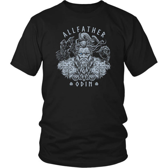 Allfather Odin Huginn Muninn Cotton T-ShirtT-shirtDistrict Unisex ShirtBlackS