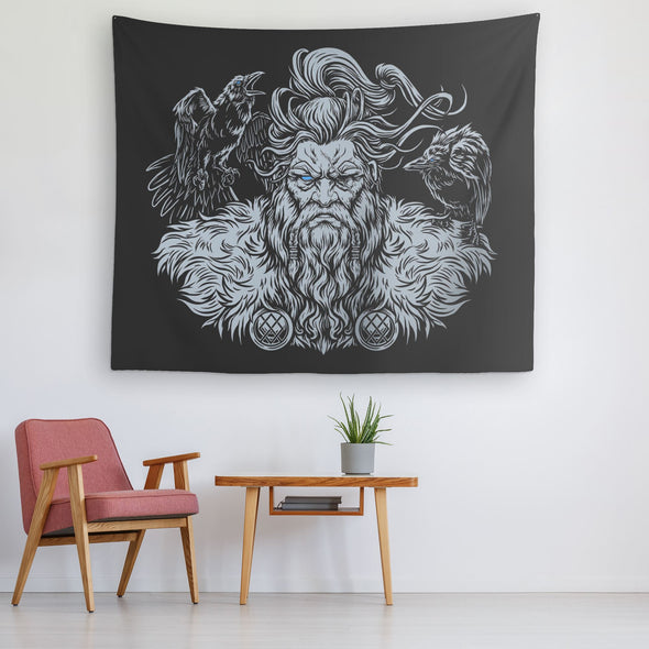 Allfather Odin Huginn Muninn Wall TapestryTapestries