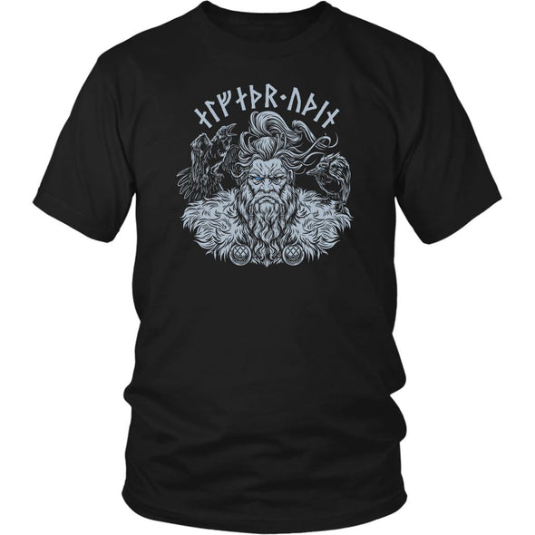 Allfather Odin Norse Futhark Runes Cotton T-ShirtT-shirtDistrict Unisex ShirtBlackS