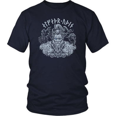 Allfather Odin Norse Futhark Runes Cotton T-ShirtT-shirtDistrict Unisex ShirtNavyS