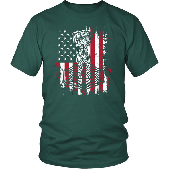 American Thors Hammer Mjolnir Viking T-ShirtT-shirtDistrict Unisex ShirtDark GreenS