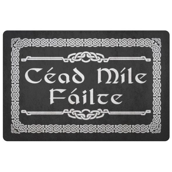 Céad Míle Fáilte Gaelic Celtic Knot DoormatDoormatBlack