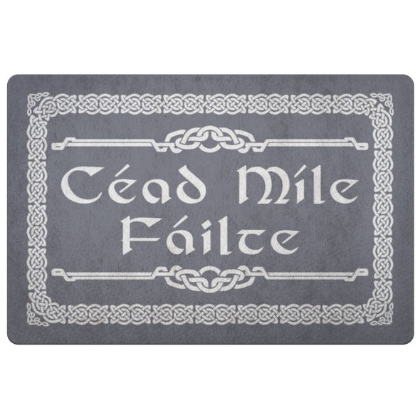 Céad Míle Fáilte Gaelic Celtic Knot DoormatDoormatGrey