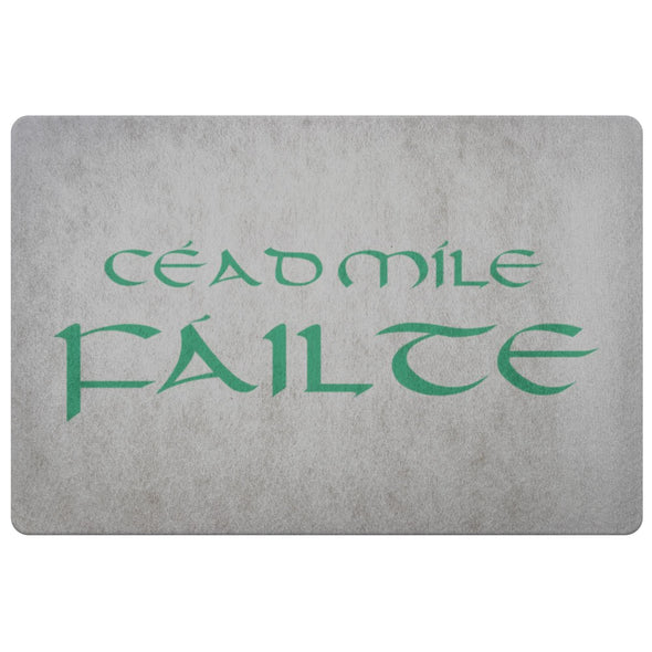 Cead Mile Failte Gaelic Hundred Thousand Welcome Doormat GreenDoormatLight Grey