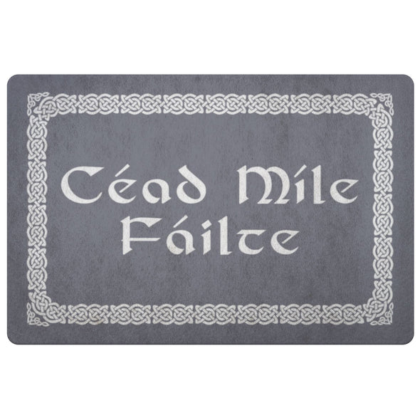 Céad Míle Fáilte Irish Gaelic Celtic Knot DoormatDoormatGrey