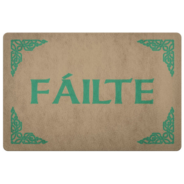 Failte Gaelic Welcome Celtic Doormat GreenDoormatLight Brown