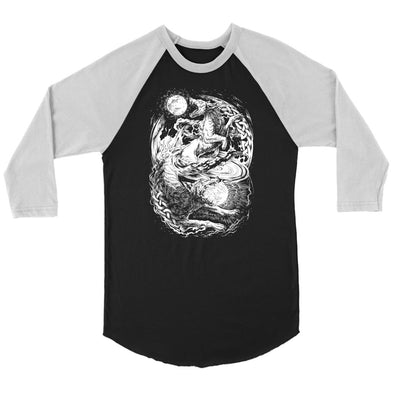 Hati & Sköll Norse Wolves Raglan ShirtT-shirtCanvas Unisex 3/4 RaglanBlack/WhiteS