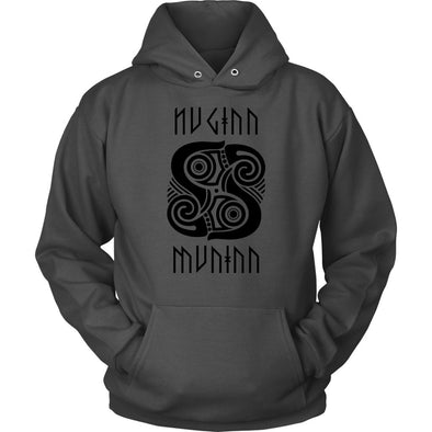 Huginn Muninn Black Raven HoodieT-shirtUnisex HoodieCharcoalS