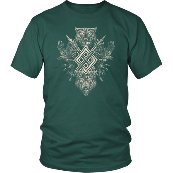 Huginn Muninn Geri Freki T-ShirtT-shirtDistrict Unisex ShirtDark GreenS
