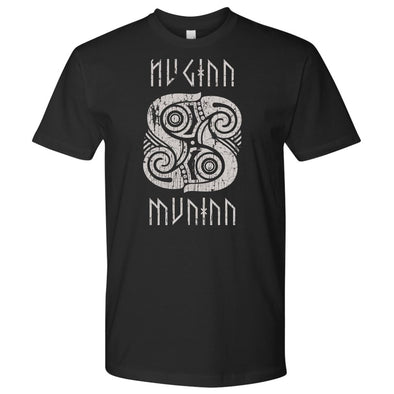 Huginn Muninn Raven T-Shirt DistressedT-shirtNext Level Mens ShirtBlackS
