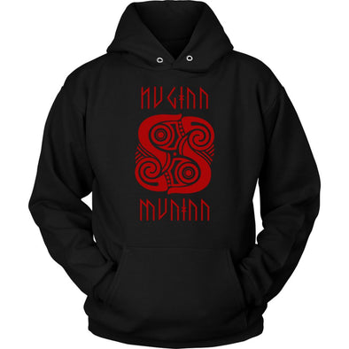 Huginn Muninn Red Raven HoodieT-shirtUnisex HoodieBlackS