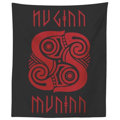 Huginn Muninn Red Raven TapestryTapestries60" x 50"