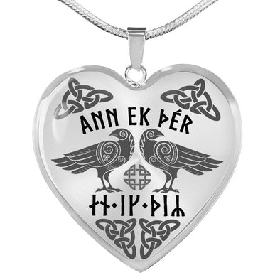 I Love You Old Norse Runes Raven Heart NecklaceJewelry