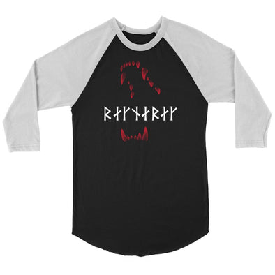 Jaws of Fenrir Ragnarök Runes Raglan ShirtT-shirtCanvas Unisex 3/4 RaglanBlack/WhiteS