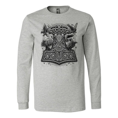 Mjölnir Thors Raven Hammer Long Sleeve ShirtT-shirtCanvas Long Sleeve ShirtAthletic HeatherS