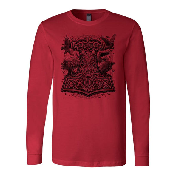 Mjölnir Thors Raven Hammer Long Sleeve ShirtT-shirtCanvas Long Sleeve ShirtRedS