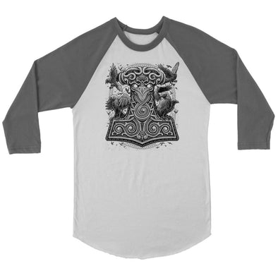 Mjölnir Thors Raven Hammer Raglan ShirtT-shirtCanvas Unisex 3/4 RaglanWhite/AsphaltS