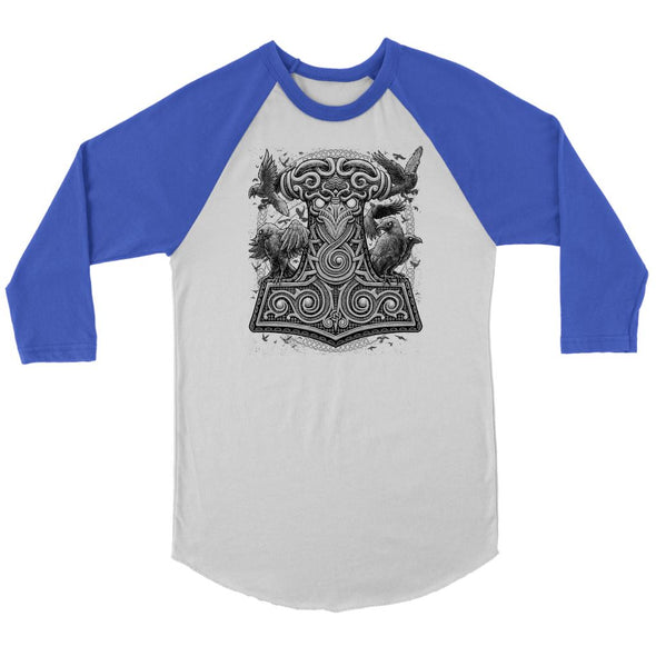 Mjölnir Thors Raven Hammer Raglan ShirtT-shirtCanvas Unisex 3/4 RaglanWhite/RoyalS