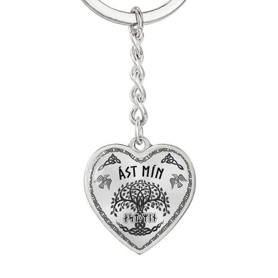 My Love Old Norse Runes Heart KeychainJewelryGraphic Heart Keychain (Silver)No