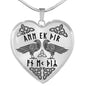 Norse I Love You Elder Futhark Runes Raven Heart NecklaceJewelry