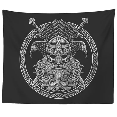 Norse Odin Ravens Knotwork Viking TapestryTapestries60" x 50"