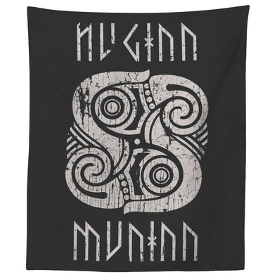 Norse Raven Huginn Muninn Tapestry DistressedTapestries60" x 50"