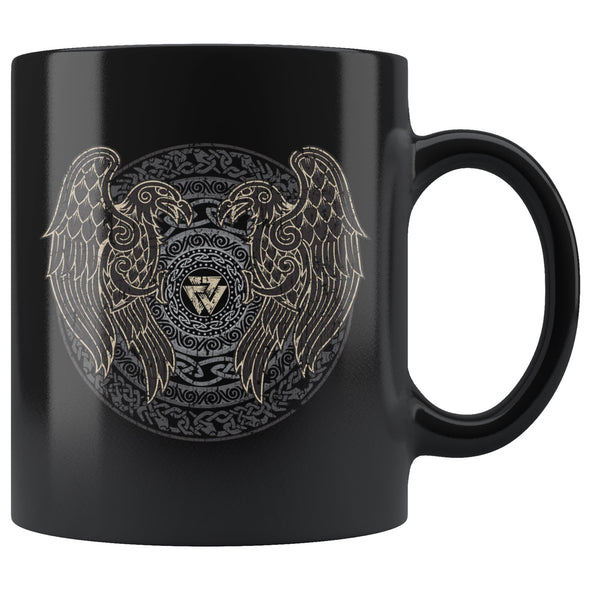 Norse Ravens Valknut Coffee Mug 11ozDrinkwareBrown Distressed