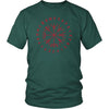 Norse Red Vegvisir Elder Runes Cotton T-ShirtT-shirtDistrict Unisex ShirtDark GreenS