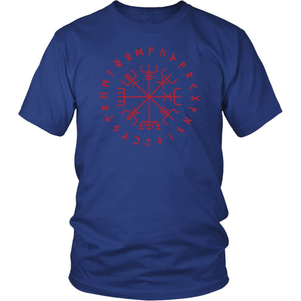 Norse Red Vegvisir Elder Runes Cotton T-ShirtT-shirtDistrict Unisex ShirtRoyal BlueS