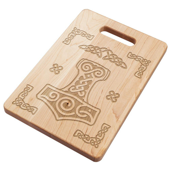 Norse Thors Hammer Mjolnir Maple Wood Cutting Board