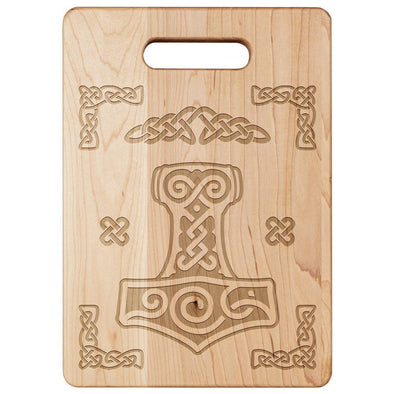Norse Thors Hammer Mjolnir Maple Wood Cutting BoardSmall Size: 9" x 6"