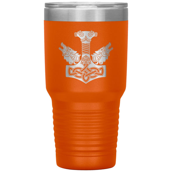 Norse Thors Hammer Mjolnir Wolves Viking Etched Tumbler 30ozTumblers