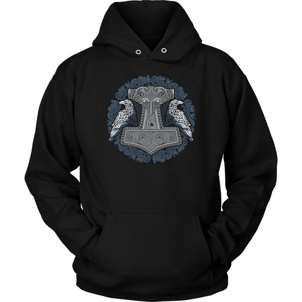 Norse Thors Hammer Raven HoodieT-shirtUnisex HoodieBlackS