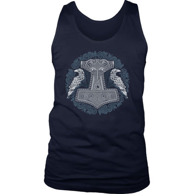 Norse Thors Hammer Raven Tank TopT-shirtDistrict Mens TankNavyS