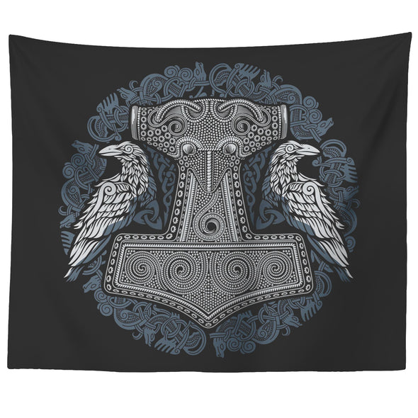 Norse Thors Hammer Raven TapestryTapestries60" x 50"