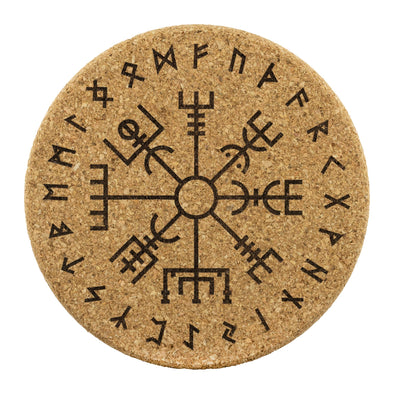 Norse Vegvisir Elder Futhark Runes Round Cork Coaster 4piece SetCoastersRound Cork Coaster - 4pc