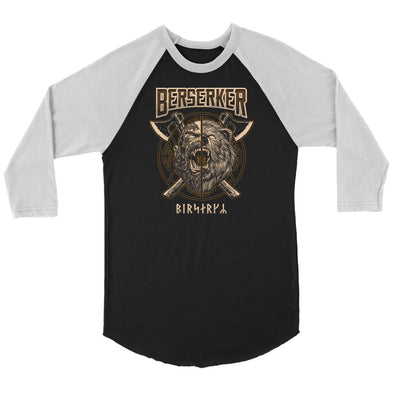 Norse Viking Berserker Raglan ShirtT-shirtCanvas Unisex 3/4 RaglanBlack/WhiteS