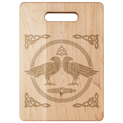 Norse Viking Ravens Maple Wood Cutting BoardSmall Size: 9" x 6"