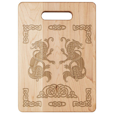 Norse Viking Wolf Maple Wood Cutting BoardSmall Size: 9" x 6"