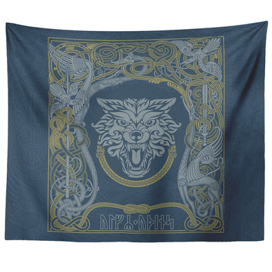 Norse Wolf of Odin Knotwork Runes TapestryTapestries60" x 50"