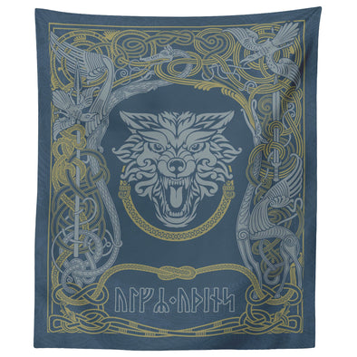 Norse Wolf of Odin Knotwork Runes Wall TapestryTapestries60" x 50"