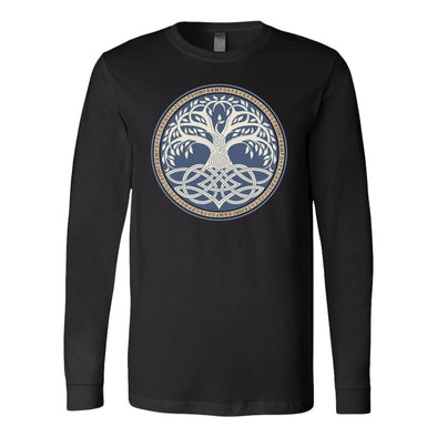 Norse Yggdrasil Knotwork Runes Long Sleeve ShirtT-shirtCanvas Long Sleeve ShirtBlackS