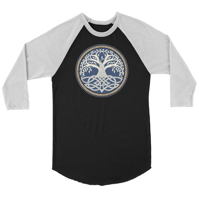 Norse Yggdrasil Knotwork Runes Raglan ShirtT-shirtCanvas Unisex 3/4 RaglanBlack/WhiteS