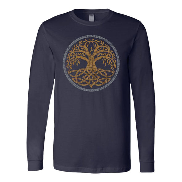 Norse Yggdrasil Runes Long Sleeve ShirtT-shirtCanvas Long Sleeve ShirtNavyS