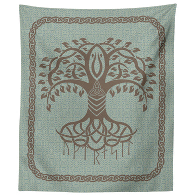 Norse Yggdrasil Runes Tree of Life Knotwork Wall TapestryTapestries60" x 50"