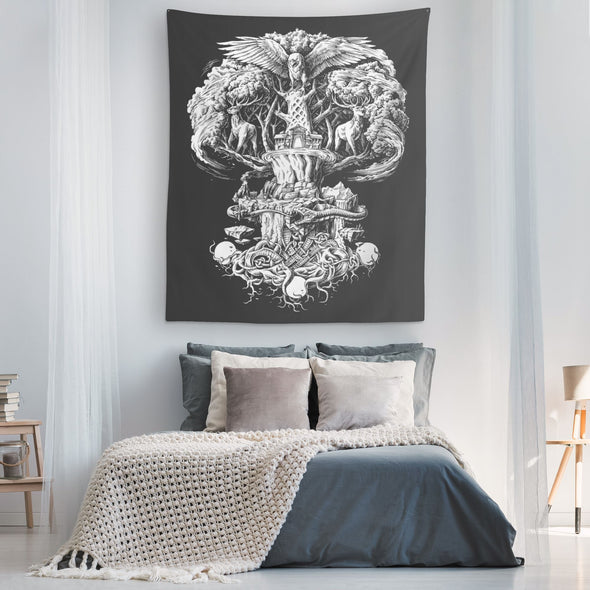 Norse Yggdrasil Wall Tapestry WhiteTapestries