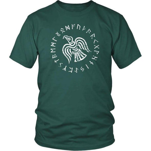 Odins Raven Norse Futhark Runes T-ShirtT-shirtDistrict Unisex ShirtDark GreenS