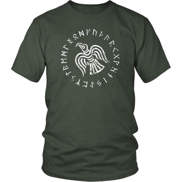 Odins Raven Norse Futhark Runes T-ShirtT-shirtDistrict Unisex ShirtOliveS