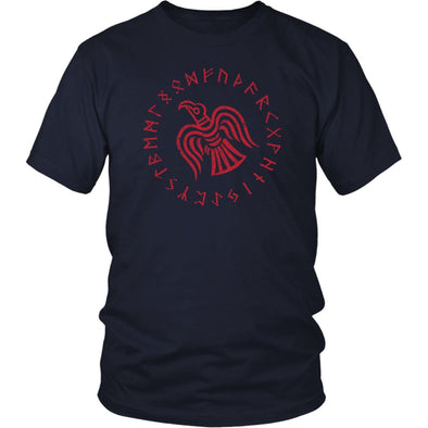Odins Red Raven Norse Futhark Runes T-ShirtT-shirtDistrict Unisex ShirtNavyS