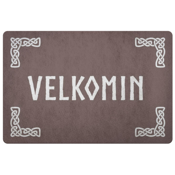 Old Norse Velkomin Welcome Knotwork DoormatDoormatBrown